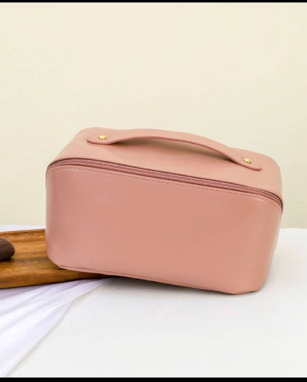 PU Cosmetic -Makeup Bag -Travel Toiletry Storage Organizer with High Capacity-pink
