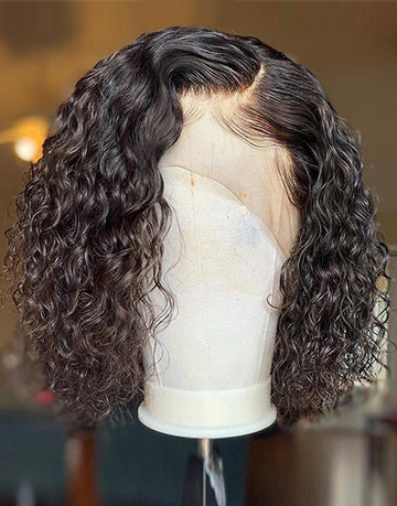 Water Wave -Bob Wig  4x4 Lace Front Human Hair 220% Density
