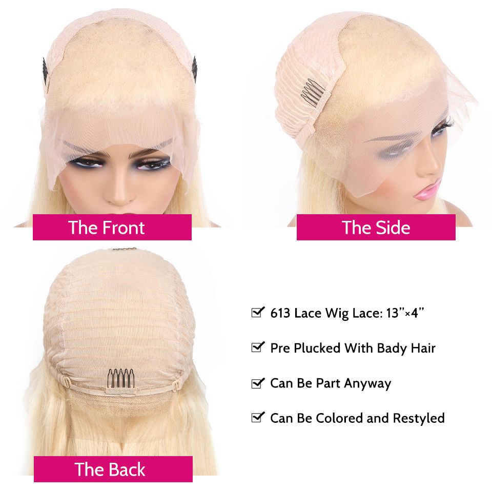 Blonde Brazilian Body Wave 13×4 13×6 Transparent Lace Front  Human Hair Wigs 180% Density