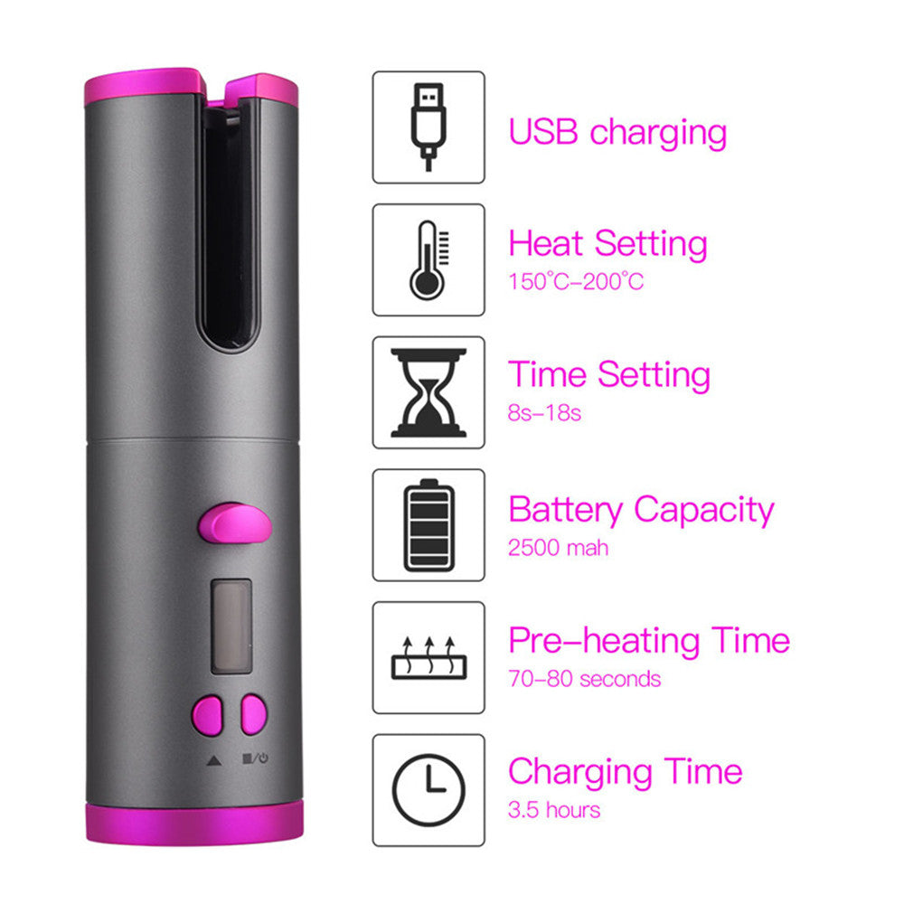 Automatic Hair Curler -Wireless Curling Iron With LED Digital Display