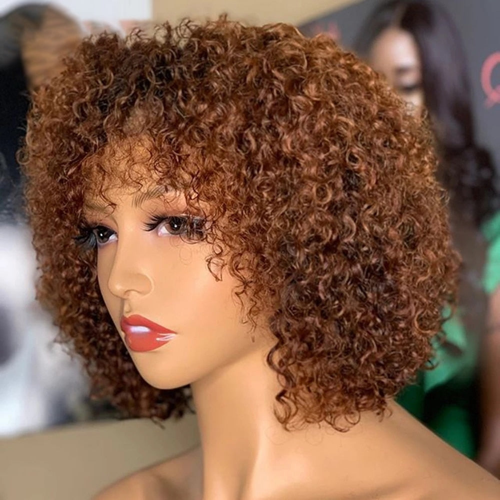 Jerry Curly Wigs With Bangs Human Hair