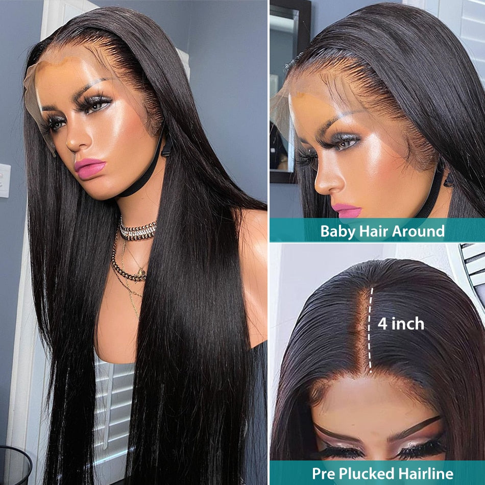 Bone Straight HD Lace Front Human Hair Wig  Brazilian 13x1 T Part  HD- Blonde and Black color