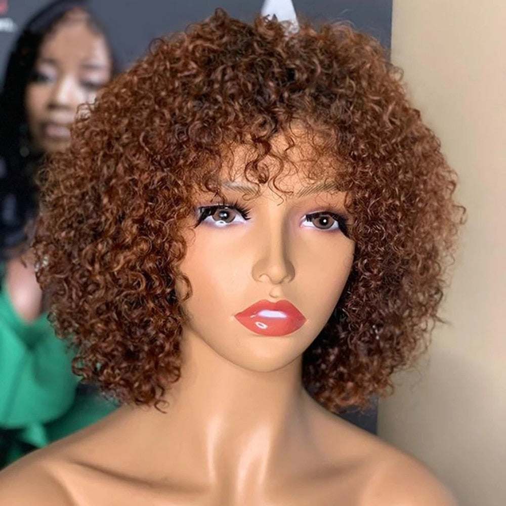 Jerry Curly Wigs With Bangs Human Hair