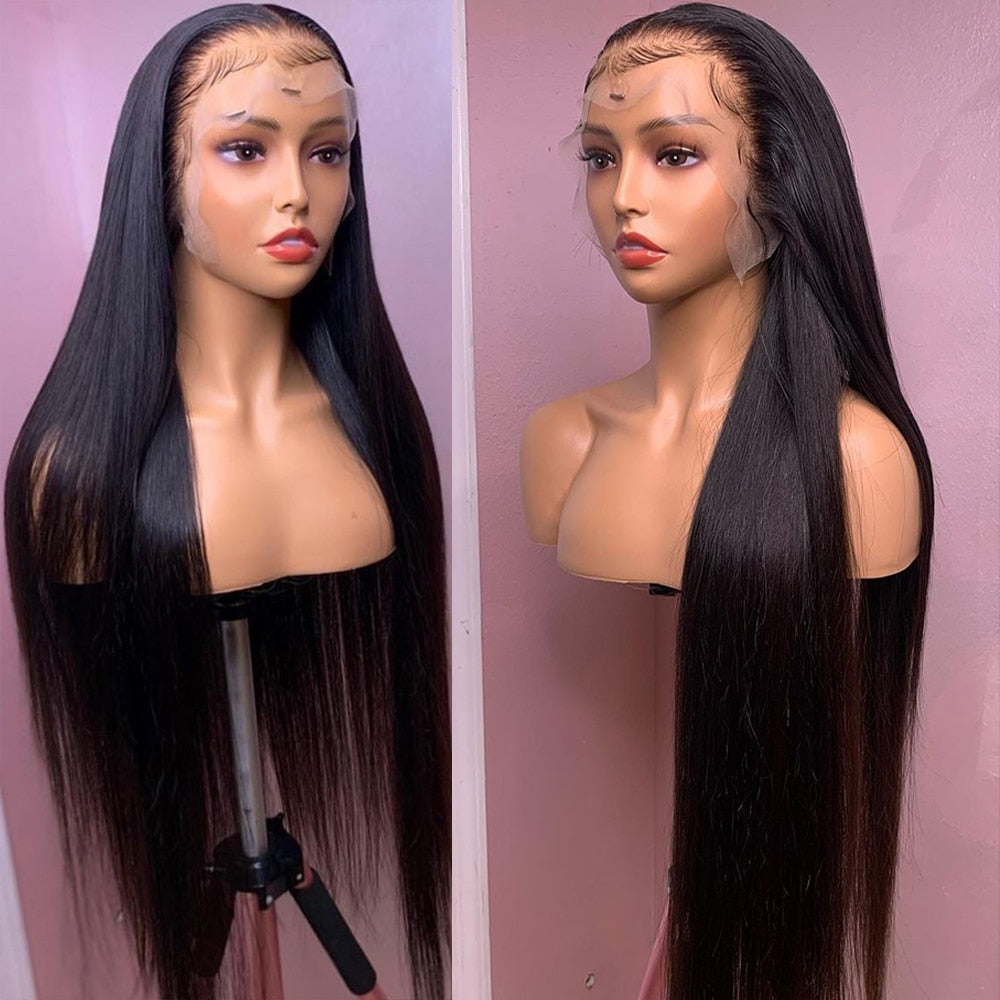 Bone Straight HD Lace Front Human Hair Wig  Brazilian 13x1 T Part  HD- Blonde and Black color