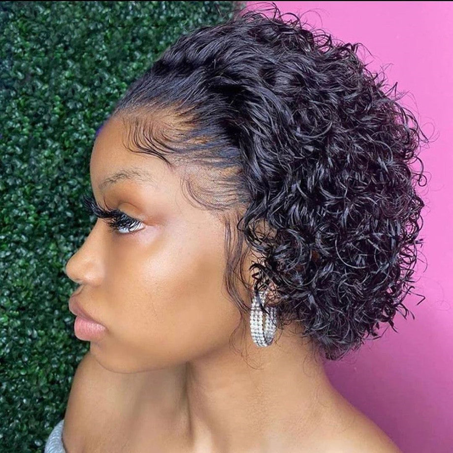 Pixie Cut Curly Short Human Hair Lace Front Wig