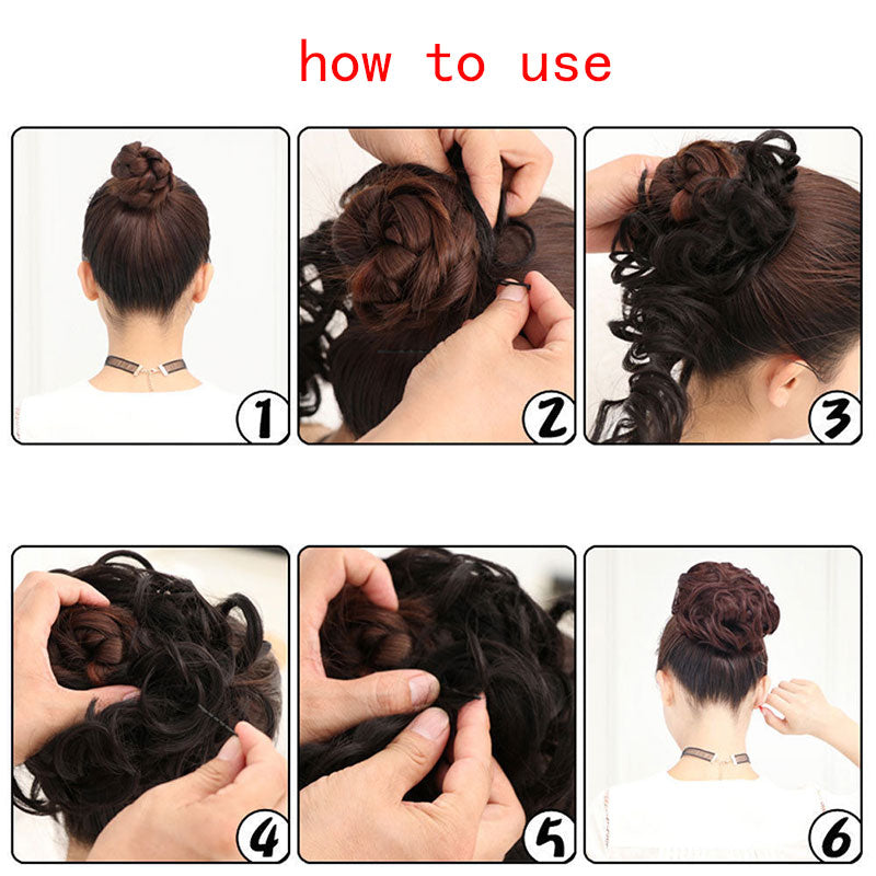 Synthetic Chignon Messy Scrunchies Elastic Band Hair Bun Straight Hairpiece Fiber Hair