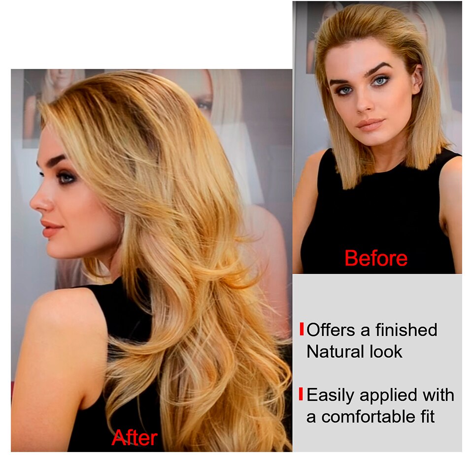 24 Inch Body Wave 3/4 Half Wig Long Synthetic Hair Clips Extension wig