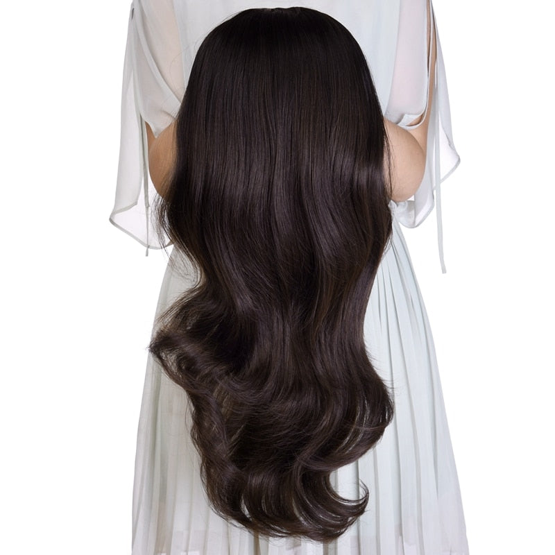 24 Inch Body Wave 3/4 Half Wig Long Synthetic Hair Clips Extension wig