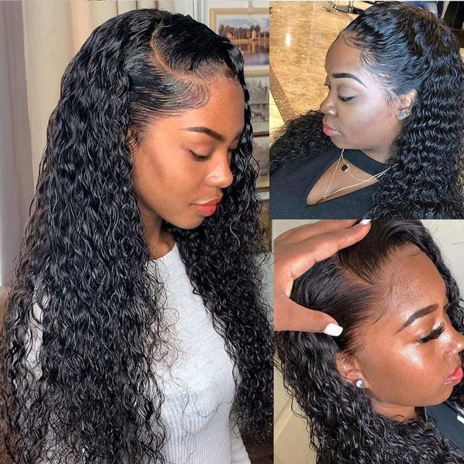 13 x 4 Deep wave curly front lace human hair wigs