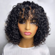 Jerry Curly Wigs With Bangs Human Hair