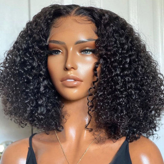 5 x 5 NATURAL HAIRLINE-KINKY CURLY NECK LENGTH UNDETECTABLE LACE WIG