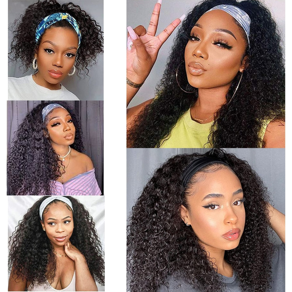 18 Inches Kinky Curly Headband Synthetic Wigs
