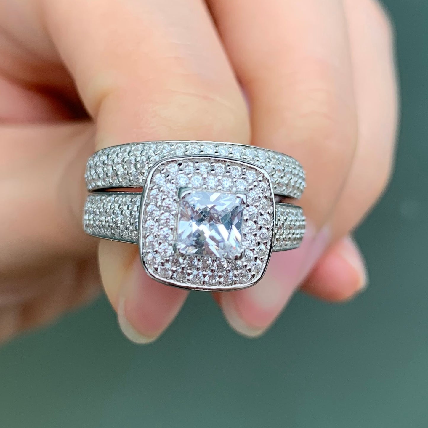 2 Pcs Classic Wedding Rings For Women 925 Sterling Silver Jewelry