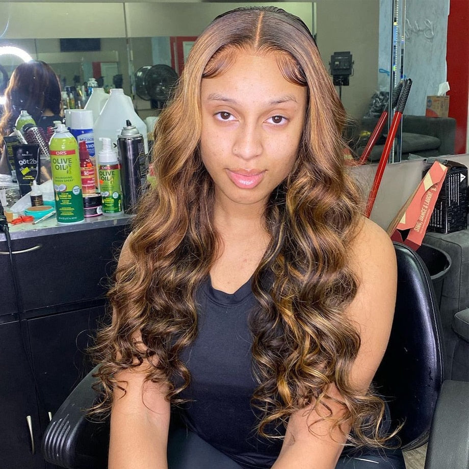 Ombre Highlight Body Wave Lace Front Brazilian Glueless wig