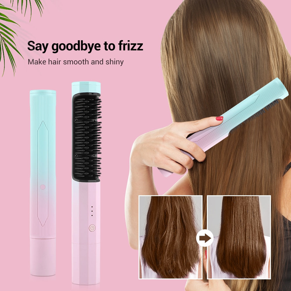 2 In 1 Hair Straightener Brush- Hot Comb Straightener for Wigs