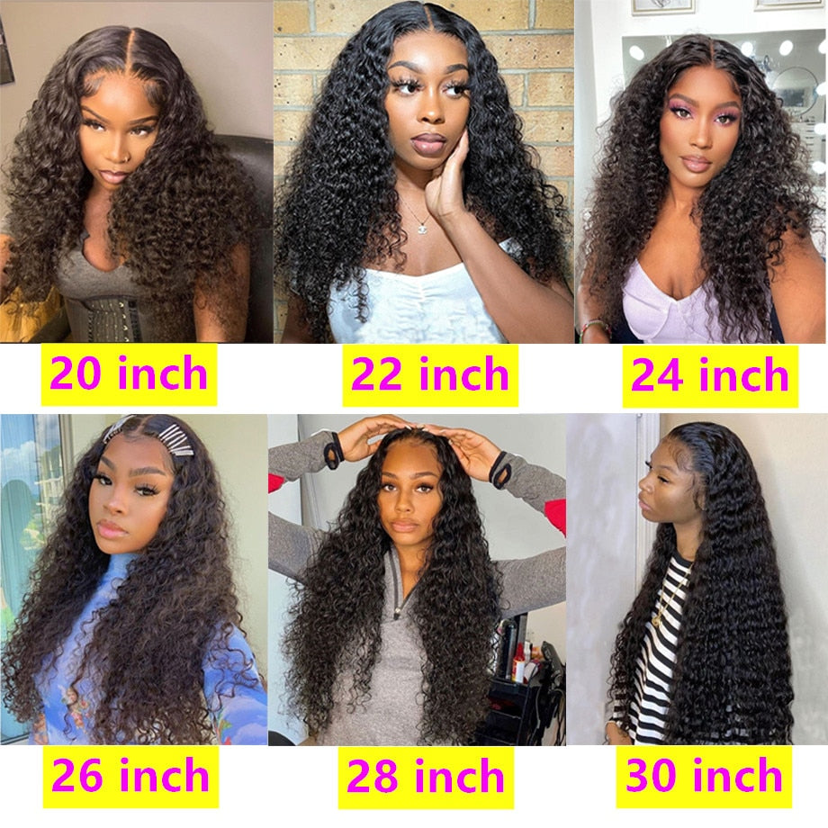 360 Lace Frontal Wig Deep Wave  HD Transparent Curly Hair
