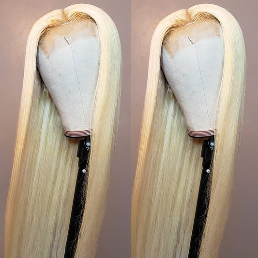 613 Blonde 4x4 Lace Closure Wig Straight Human Hair- Pre Plucked Honey Blonde