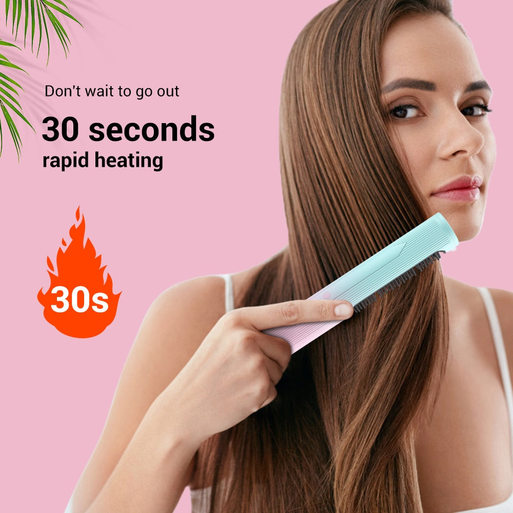 2 In 1 Hair Straightener Brush- Hot Comb Straightener for Wigs