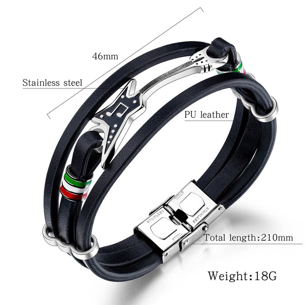 Unisex Casual Fashion Braided Leather Bracelets Guitar Cuff Strap