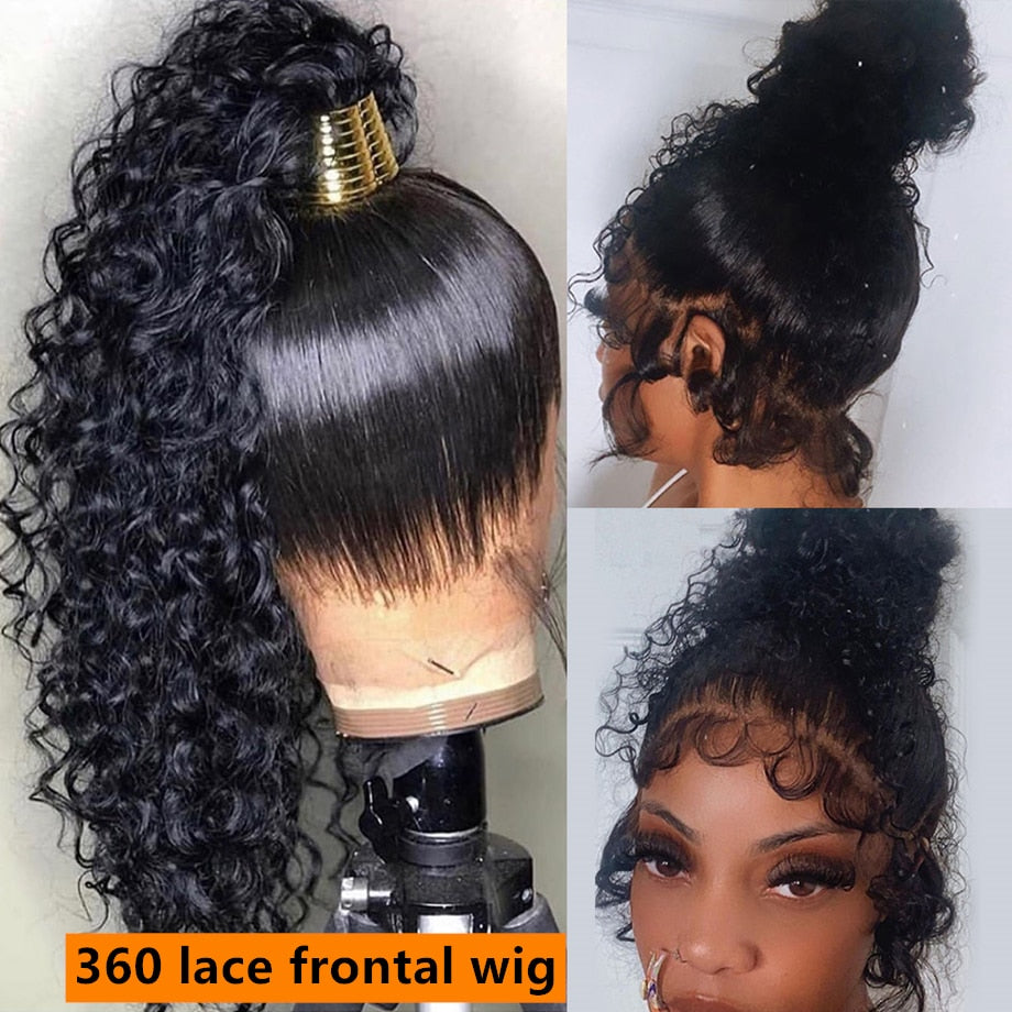 360 Lace Frontal Wig Deep Wave  HD Transparent Curly Hair