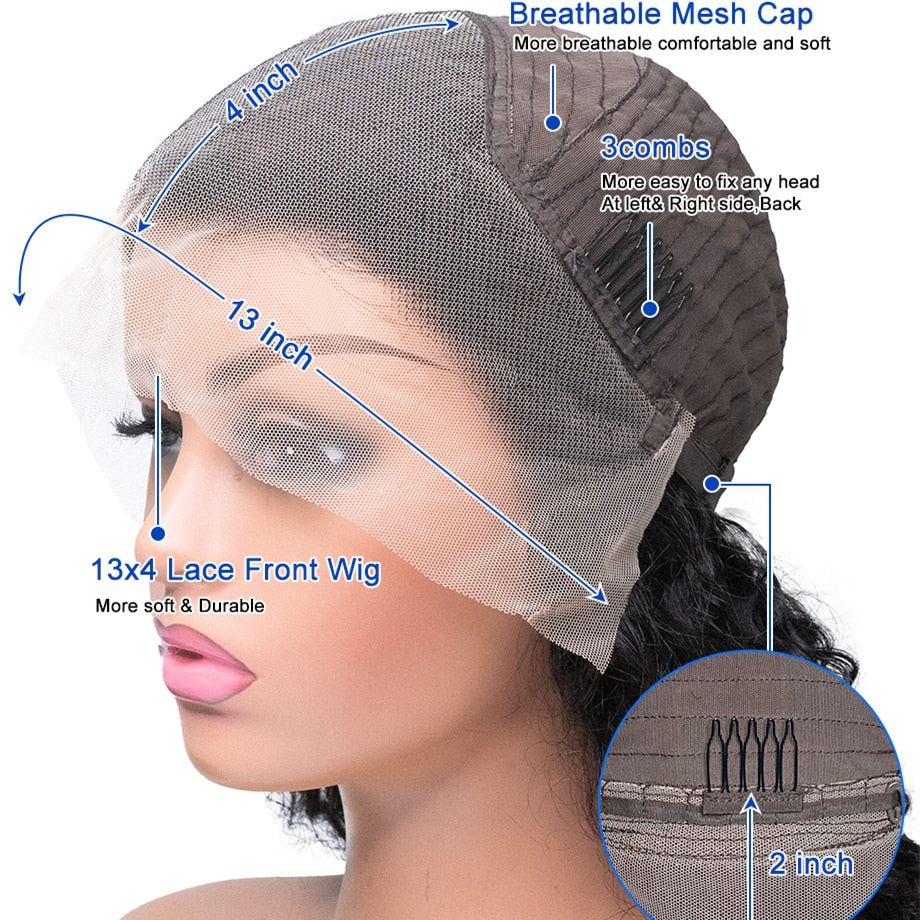 Brazilian 13x4 HD Lace Frontal pre plucked Wigs Human Hair -180 Density