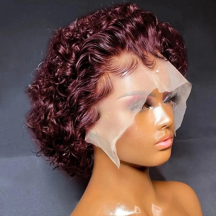 Pixie Cut Curly Short Human Hair Lace Front Wig