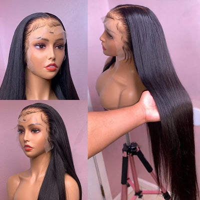 Brazilian 13x4 HD Lace Frontal pre plucked Wigs Human Hair -180 Density