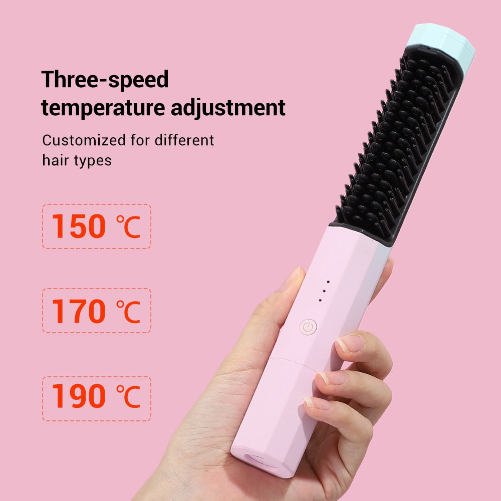 2 In 1 Hair Straightener Brush- Hot Comb Straightener for Wigs