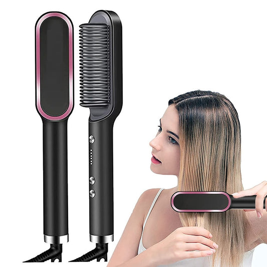 Electric Hair Straightener Brush Adjustment Heat Styling Curler
