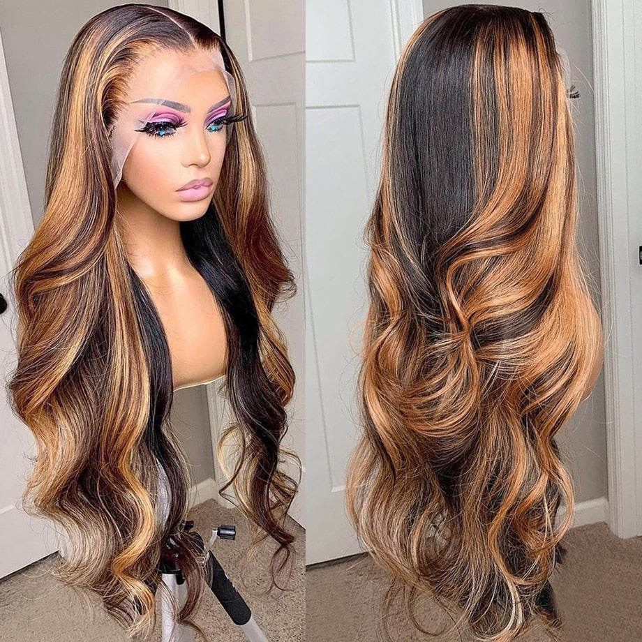 Ombre Highlight Body Wave Lace Front Brazilian Glueless wig