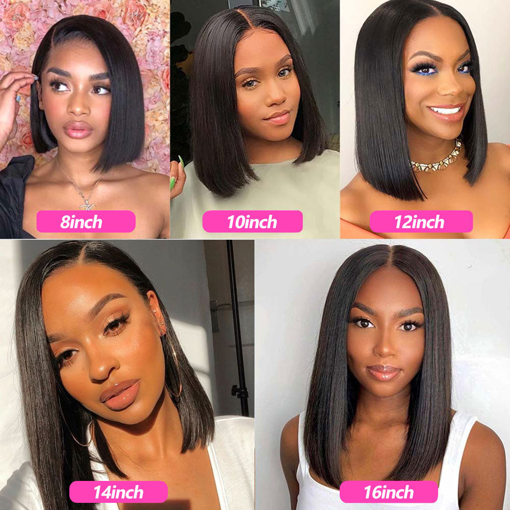 Bob Wig Lace Front Human Hair Natural Color Non-Remy Human Hair