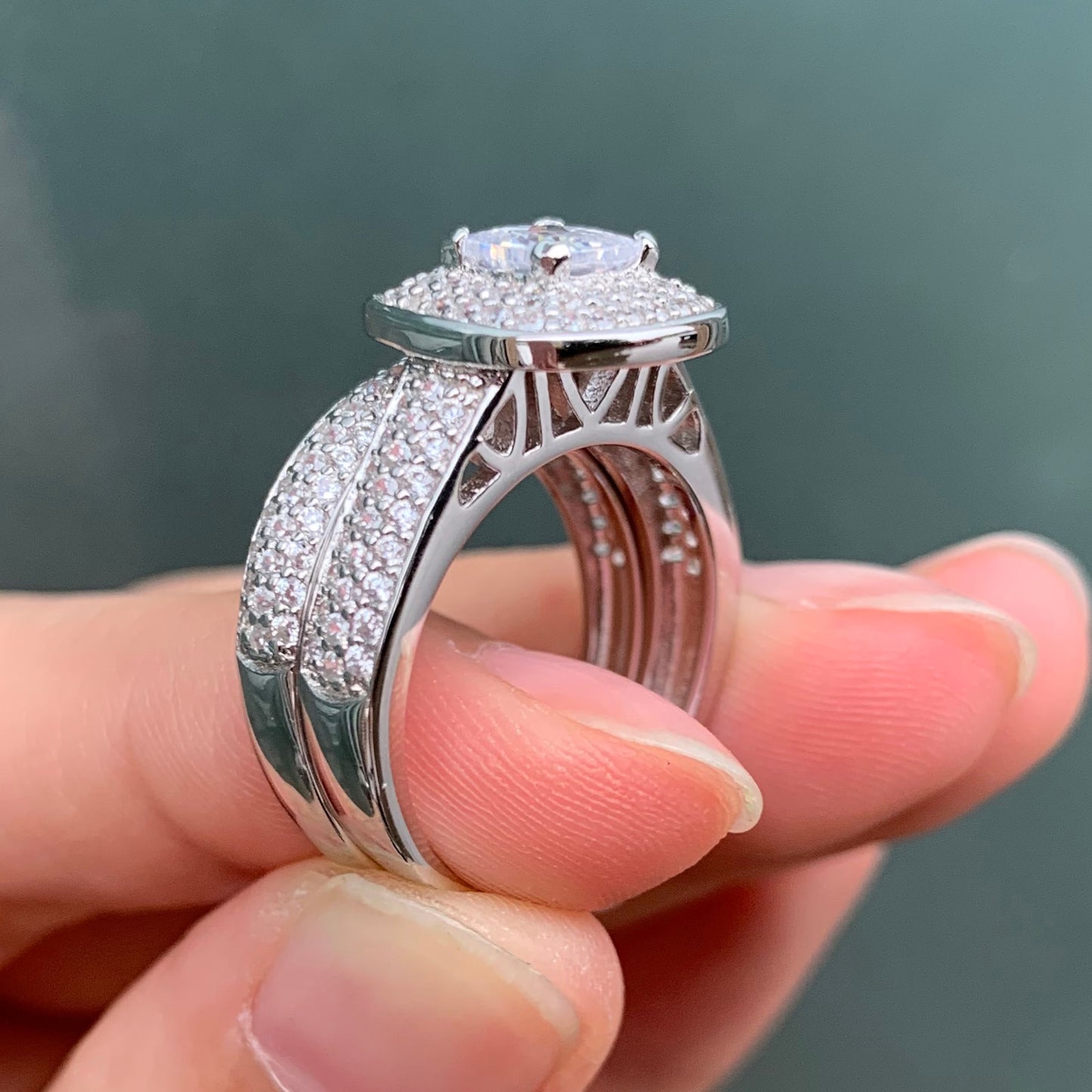 2 Pcs Classic Wedding Rings For Women 925 Sterling Silver Jewelry