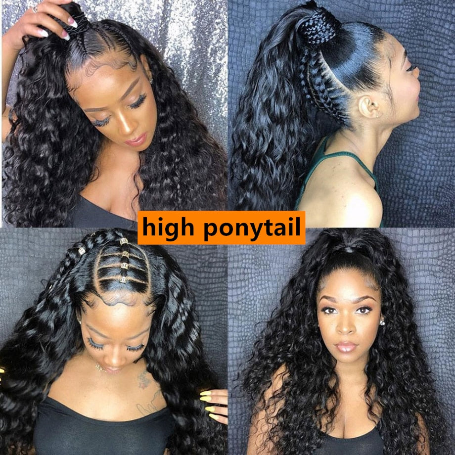 360 Lace Frontal Wig Deep Wave  HD Transparent Curly Hair