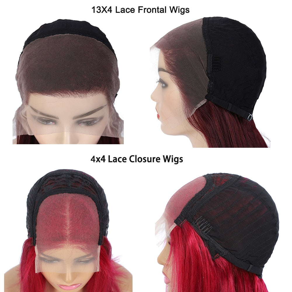 13x4 Brazilian Remy Human Hair Lace Closure Frontal Wigs 150%