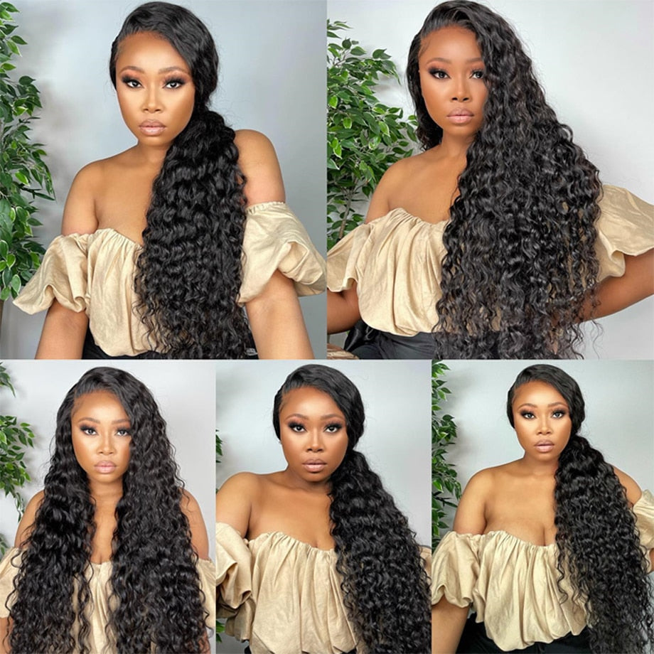 360 Lace Frontal Wig Deep Wave  HD Transparent Curly Hair