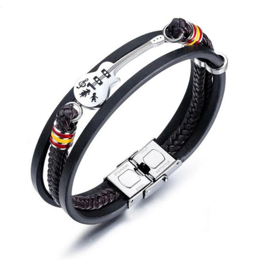 Unisex Casual Fashion Braided Leather Bracelets Guitar Cuff Strap