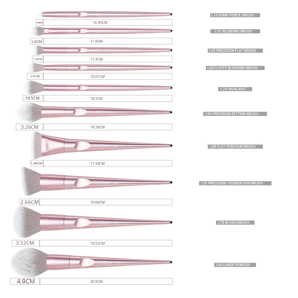 10pcs Luxury Pink Makeup brushes sets & cosmetic bag