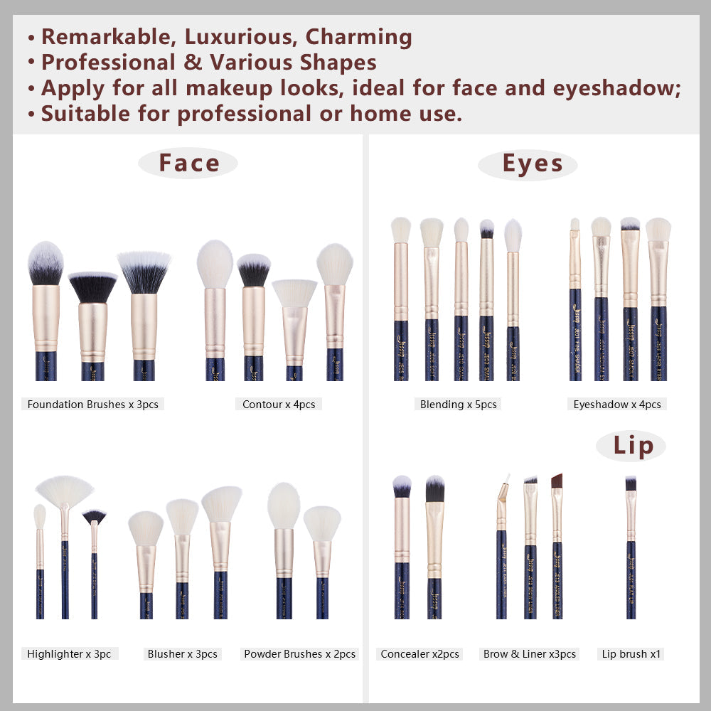 30Pcs Luxury Makeup Brush Set-Prussian Blue