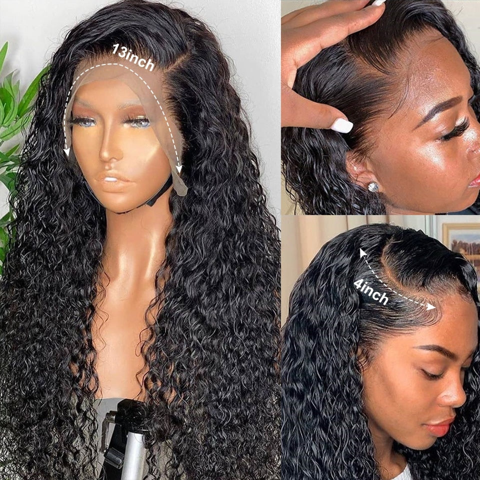 13x4 Curly Loose Deep Wave Frontal Lace Wig Human Hair Transparent HD Lace