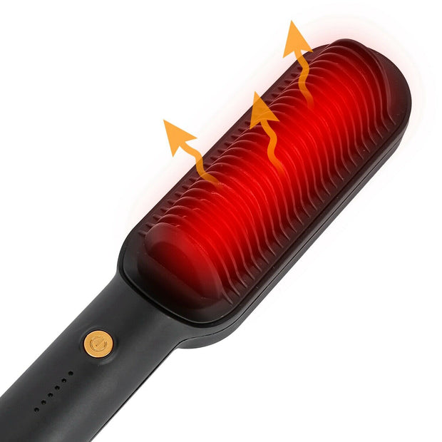 2-in-1 Electric Hair Straightener Brush Adjustment Heat Styling Curler